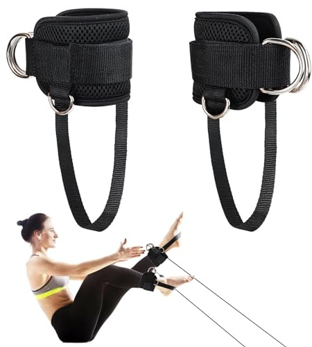Fußschlaufen Kabelzug 2 Stück,Fußkettchen mit Riemenscheiben Fußmanschetten Kabelzug,Fußschlaufen für Fitness Training Männer und Frauen Beinstrecker, Gesäßmuskeln und Beintraining