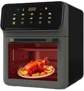 Four grille-pain, four à convection 16 L avec réglage chaud, gril, pain grillé, cuisson, friteuse à air, mini four électrique 1500 W avec lumière de cuisson intégrée, triple cuisson supérieure et infé