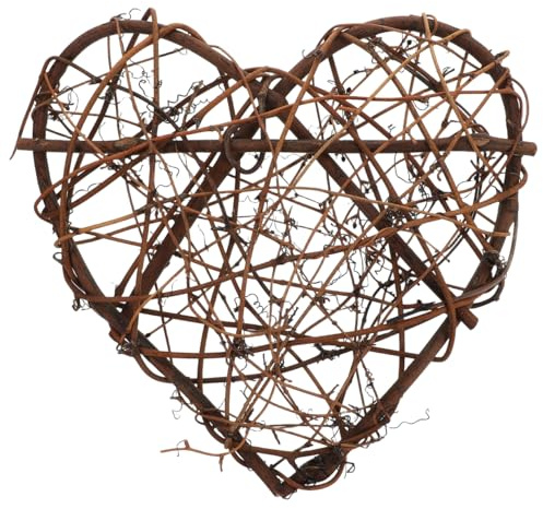 1Pc Rattan Decoration Grapevine Wreaths for Crafts Heart Decor Wall Hanging Decor Front Door Grapevine Wreath Natural Rattan Vine Ring Wooden twig for Craft Party Hanging Ornament
