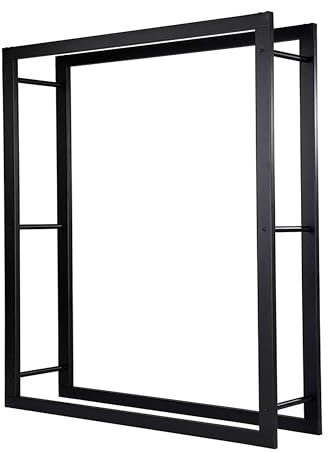 Loywe Kaminholzregal Metall Brennholzregal Feuerholzregal Kaminholzständer für Innen und Außen Schwarz (140 x 25 x 170 CM)