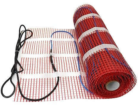 Underfloor Heating Mat 150W/m2 Self-Adhesive Electric Warm Floor System Heating Cable Save Energy Easy to Install (1.5m²（50cm*3m))