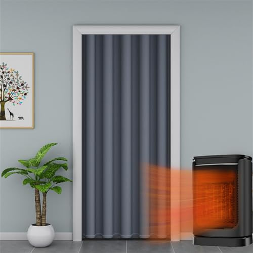 SK Studio Türvorhang Blickdicht Thermo Gardinen Vorhang mit Ösen Winter Kälteschut Wärmehaltung Vorhang Tür Raumteiler für Schlafzimmer Dunkelgrau, 120x200cm