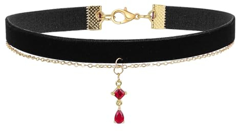 Yolev Choker Halsband Damen Schmuck Ketten aus Samt Schwarz Anhänger Joker Choker Kette Damen Geschichtet Samt Gothic Choker Halskette Vampir Accessoires Schmuck für Mädchen Frauen