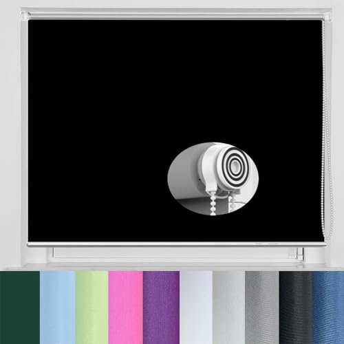 Seitenzugrollo Ohne Bohren 105 x 230 cm Sichtschutz Sonnenschutz Fensterrollo Seitenzugrollo Klemmträger-Montage Maßgeschneiderte Größe für Fenster, Schwarz