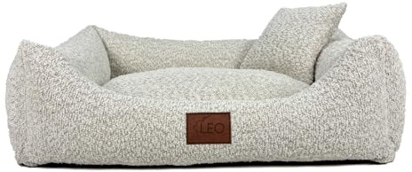 Leo4dog . Sofa Boucle Hundebett Hundekissen Hundesofa. Bezug abnehmbar waschbar. (Creme, L 100x80)