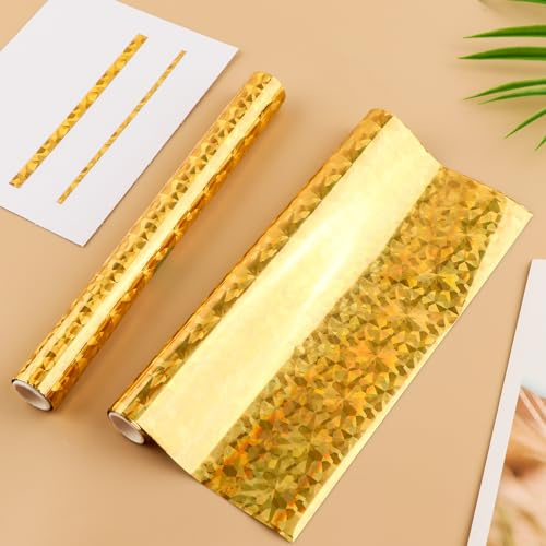 Briartw Laserdrucker und Laminiergerät, 19,3 cm x 5 m, goldene Edelstein-Transferfolie, Papier für Bastelarbeiten, Papierbasteln, Prägungen, Scrapbooking, Kartenherstellung, 2 Rollen