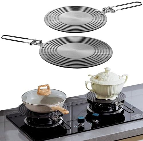 Zephylix Heat Diffuser, 9.45/11.02 Heat Diffuser Plate Gas Stove Diffuser Round Fast Defrosting Tray with Handle, for Electric Stove Pot Cookware Protection Accessories (28cm)