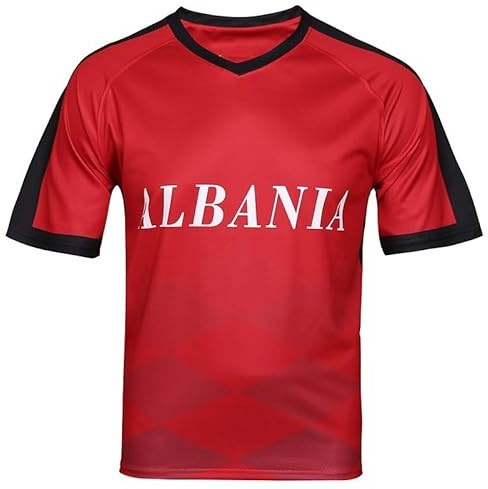 Bolognifi Maglia da calcio da uomo T-shirt da calcio Coppa Europa/America Felpa Fans Footy Mezze maniche(Albania,XXL)