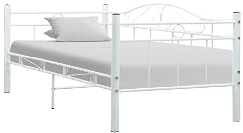 OHOOWOO Tagesbett-Rahmen Weiß Metall 90×200 cm,