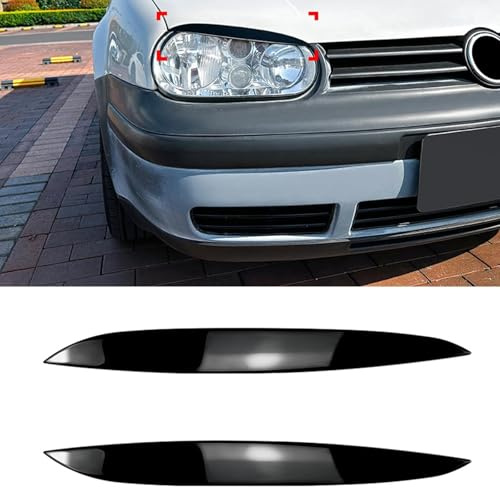 FGAITH 2 Stücke Auto Scheinwerfer Augenbrauen für VW Golf 4 MK4 1997-2005, Auto Scheinwerfer Augenbraue Augenlider Abdeckung Aufkleber Dekoration Autozubehör,B/Gloss Black
