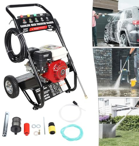 Rondella ad alta pressione a benzina da 6,5 CV, 4900 W, 190 bar, pulitrice ad alta pressione, per aziende, cantieri, fabbriche