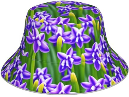 ASPOIJHN (Purple Hyacinth) Double-Sided Unisex Bucket Hat Reversible Sun Hat Versatile Trendy Sunshade Bucket Hat for Travel Camping