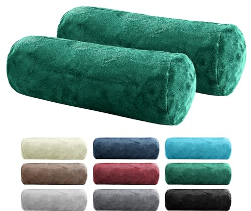BaSaTex 2-pack nackrulle örngott 15 x 40 kashmir touch | nackrullsfodral Öko-Tex certifierad | 100 % mikrofiberplysch | färg: mörkgrön