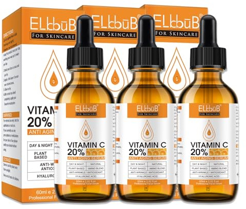 P-Beauty Vitamin C Serum Gesicht 3x60ml Vegan - aufhellendes Anti-Aging Gesichtsserum mit 20% Vitamin C, Vitamin E, Hyaluronsäure - gegen Pigmentflecken, Falten, müde Haut - Gesichtspflege Hautpflege