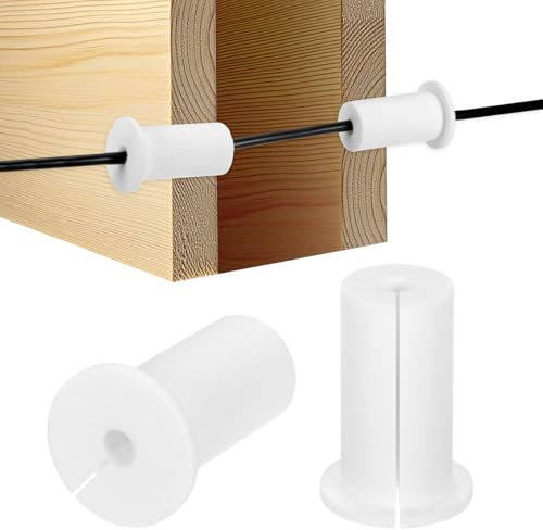 M METERXITY 2-Pz Kit Instradamento Cavi, per Foro a Parete da 1 Pollice Passacavo Silicone, Passacavo a Parete, Boccola Copertura Foro a Parete per Cavo Ethernet [Lunghezza 52mm, Bianco]