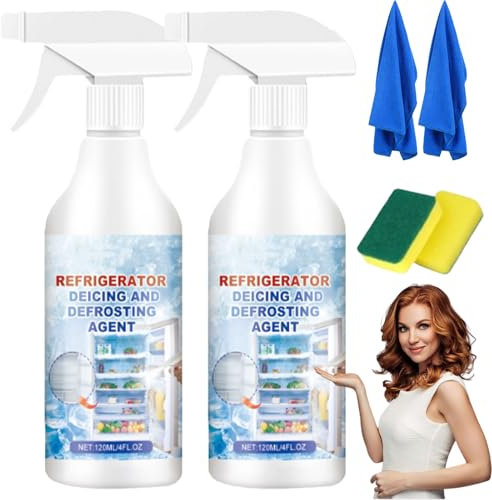 Freezer Spray Defrost, Fridge Freezer Defrosting Spray, Fridge Freezer Defrost Spray, Freezer Defrosting Spray, Effortlessly Eliminate Ice Build-Up, Save Time & Energy with Eco-Friendly Formula (2PC)