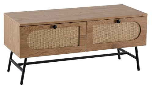 FineBuy Lowboard 100x40x45 cm Eiche-Dekor Braun mit Schubladen, TV-Kommode | TV-Schrank für Fernseher bis 70 Zoll, Fernsehschrank mit offenem Regalfach, Fernsehtisch mit Stauraum