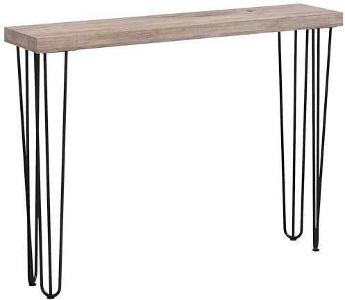 HOMCOM Mesa Consola Moderna Mesa de Entrada con Patas de Acero Antivuelco Mueble de Recibidor para Salón Pasillo 110x25x79,5 cm Natural