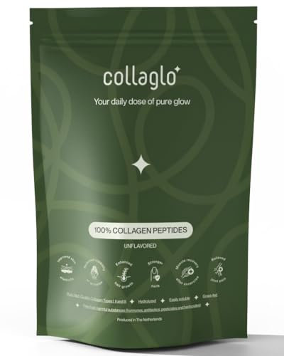 CollaGlo Collagen Powder - 100% Pure Collagen Peptides Type 1, 2 and 3 [300g] Supports Healthy Hair, Skin, Nails, Muscles and Joints - Made in The Netherlands - Easily Soluble