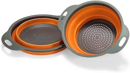 2 colini pieghevoli in silicone, scolapasta in silicone per frutta e verdura con manici, colino da cucina per scolare