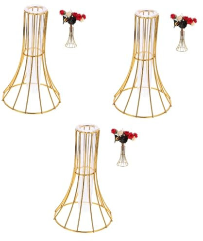 Sosoport 3st Blumenarrangement-hydrokulturbehälter Vase Steckblumen Blumenbank Dekoration Topf Für Hydroponische Pflanzen Wasserpflanzgefäß Zimmerblumenpflanzer Wasserpflanzer Golden Eisen