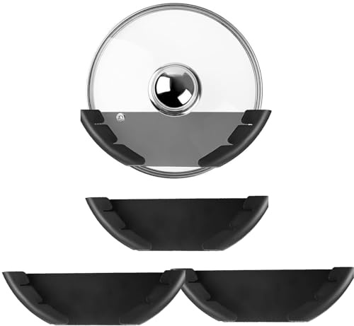 Smavles 3er Pack Topfdeckelhalter Wand Set aus Kunststoff - Passend für 6-13,5in Große Pfannendeckel - Selbstklebendes Deckelhalter Küche Set zur Wandmontage,Topfdeckelhalter Schranktür/Wand