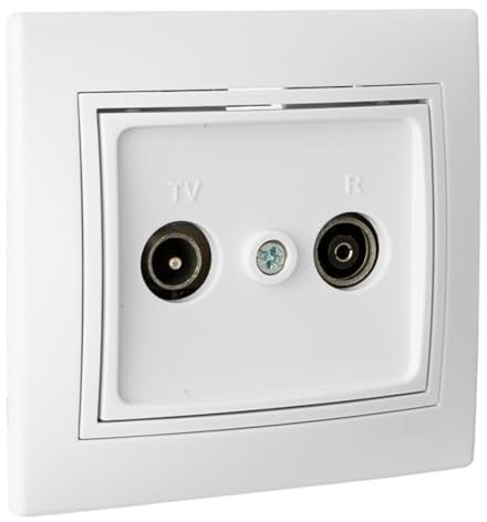 Prise intermédiaire blanche de la série Europa, conçue pour TV et radio. Compacte et avec connectivité efficace, elle est idéale pour les installations électriques résidentielles.