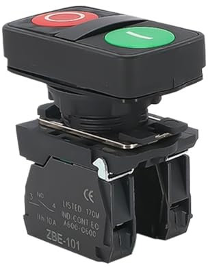 1 pz XB5 illuminato pulsante a doppia chiave interruttore momentaneo tensione 220 V 24 V avvio arresto reset con lampada 22 mm 1NO1NC(1.1,Without light)