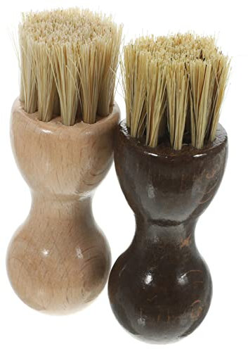 Gatuida Schuhbürste 2 Stück Mit Schweinehaar Handlich Für Leder Und Wildlederschuhe Tragbar Für Reisen Schwarz Naturholz