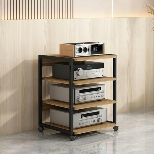 Genérico Moderno Mueble esquinero para Multimedia, con 3, 4 y 5 Niveles para Consolas de Videojuegos y Entretenimiento, Elegantes estantes de Madera para Guardar CD y Equipos de vídeo.