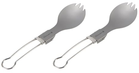 GALPADA 2pcs Folding Sporks Titanium Camping Cutlery Portable Lightweight Eating Utensils Outdoor Picnic Kitchen Tools for Hiking Backpacking