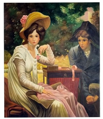 Quadro Dipinto a Mano - Olio su Tela 50x60 cm - Made in Italy - Il Grande Cappello – Arte Figurativa Originale – Quadro Elegante da Parete per Soggiorno, Studio o Camera – Opera Unica