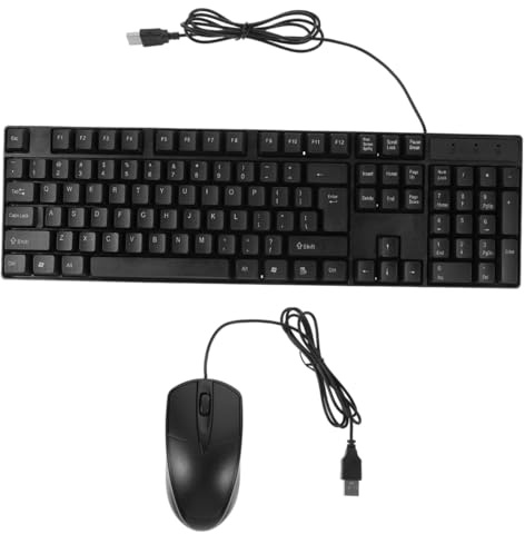 OSALADI Kit Teclado y Ratón Cable USB para Ordenador, 104 Teclas, Material Abs, Silencioso y Cómodo para Oficina y Trabajo Diario