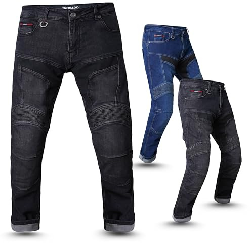 Tornado Durt Motorcycle Riding Jeans for Men | AA Rated CE Level 2 Armoured (Knee & Hip) | Reinforced Denim Biker Pants | Adjustable, Breathable, Reflective