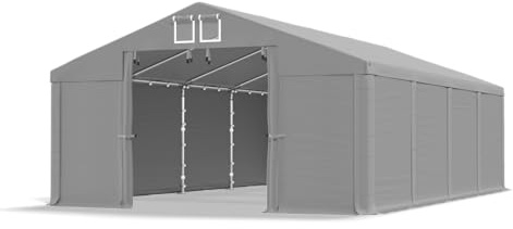 Tenda da magazzino, 4 x 8 m, impermeabile, colore grigio, 560 g/m², in PVC, di alta qualità, ideale per campeggio, garage