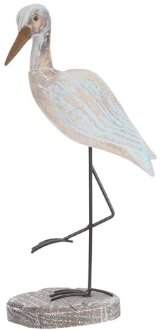 SOESFOUFU Escultura de pájaro costero con soporte – Estatua de grúa para decoración de dormitorio marítimo – Figura de pájaro marino de madera de estilo mediterráneo