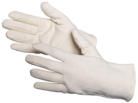 Jah Jerseyhandschuh natur mit Strickbund (innen flauschig) – weich & atmungsaktiv – für Lebensmittelhandling, Verpackung & Service