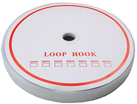 Klettband zum Aufnähen 25 Meter, 38mm Breit (Weiß, 25 Meter Haken)