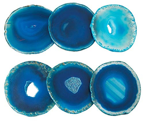 mookaitedecor 12 Stück Natürliche Achatscheibe Tischkarten Geode Steine | Unregelmäßige Poliert Natürliche Geode Achat, Achatscheiben Heilsteineset Klein für Schmuckherstellung