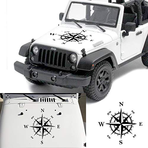 MOMOALA 50 x 50 cm Kompass, Modell Auto Abdeckung, Aufkleber aus Vinyl, universell für Jeep für Wrangler Rubicon JK CJ