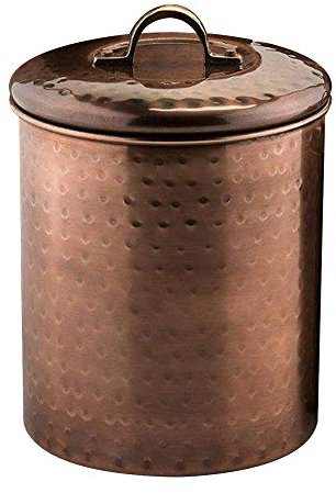 NuSteel Hammered 4 QT Stainless Steel, Beautiful Food Storage Container for Kitchen Counter, Tea, Sugar, Coffee, Caddy, Flour Canister with Rubber Seal lid, Copper Antique