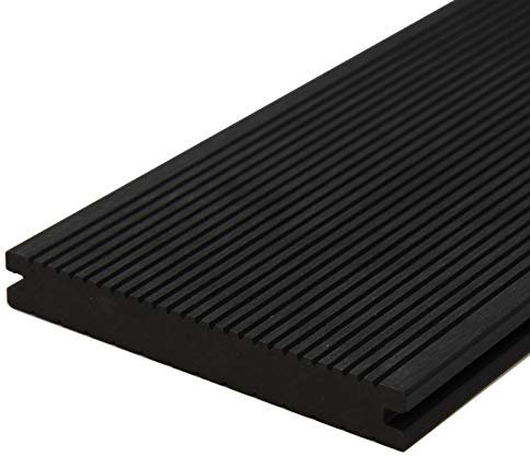 HORI® WPC Terrassendielen Komplettset Massiv | | Splitterfrei & witterungsbeständig | Inkl. Unterkonstruktion & Befestigungsset | Fläche: b 5 m² I 5200 mm Dielenlänge I Anthrazit