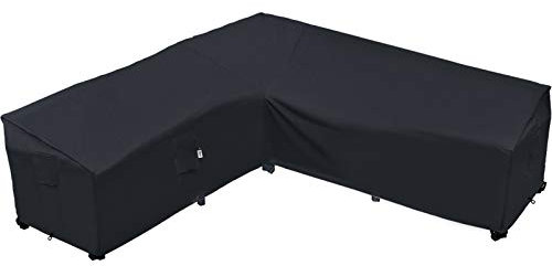 Garden Furniture Cover, Heavy Duty Patio Furniture Covers Waterproof 600D Oxford Sectional Couch Rattan Corner Sofa Table Chair Protection, V Shaped Lawn Winter Protector, (V-Shape-255x255CM-Black)