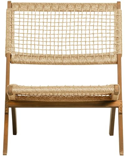 WOOOD Lois Klappstuhl Naturel Holz - Klappbarer Holzstuhl Campingstuhl Gartenstuhl Relaxstuhl Balkonmöbel 73x60x78 cm