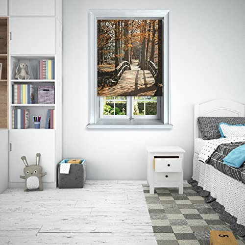 Lister Cartwright Photographic Blackout Roller Blinds For Bedroom Windows - (60 x 140 cm) Polyester Easy to Fit Roller Blinds For Windows With Child Safety Included - Park Bridge