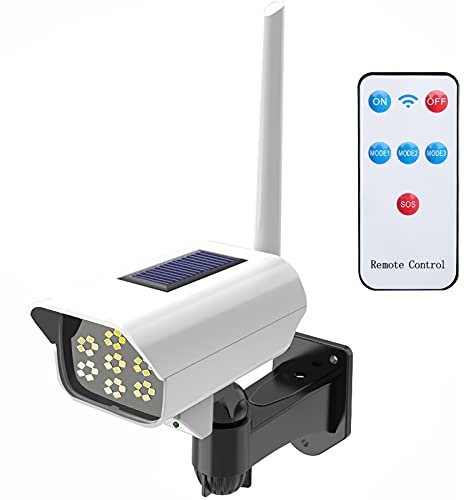 Solar Powered Fake Security Camera, Dummy Simulated CCTV Surveillance System with LED PIR Motion Sensor Detection Light for Indoor Outdoor Home, Office, Shop, Garage