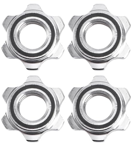 iplusmile Anti-Slip Barbell Collars Dumbbell Nuts Security Clamp for Weightlifting Strength Training Easy Install Remove for 1 Inch Standard Bars 4 Pieces