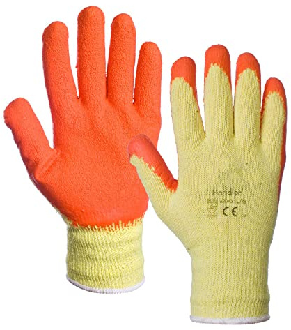 Expert Workwear Multi Purpose Latex Coated Work Gloves Safety Builders Gardening Orange General Purpose Rubber Glove (2XL (11), Orange)