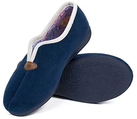 N/S CoboFamily Zapatillas de Casa Mujer Invierno Cómodas, Zapatos Suapel Tacón Cuña y Punta Cerrada Multicolor, Suela Caucho Talla 35-41 HECHO EN ESPAÑA (37, Marino)