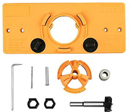 Drill Press Concealed 35MM Cup Style Hinge Jig Boring Hole Drill Guide with Forstner Bit Wood Cutter Carpenter Woodworking DIY Tools for Fast and Accurate Installation of Door and Dra